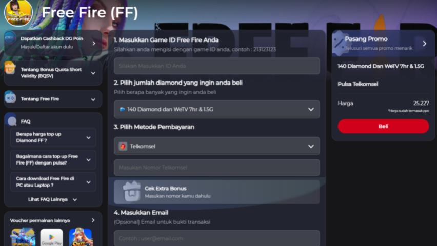 Top Up FF lewat Dunia Games