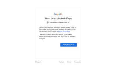 Ilustrasi Akun Google Dinonaktifkan