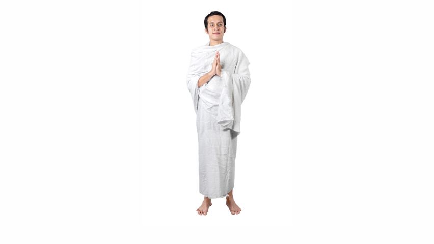 Tampilan Pakaian Ihram bagi Jamaah Haji Laki-laki.