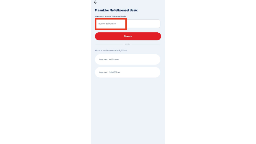 Login Nomor Telkomsel pada MyTelkomsel Basic