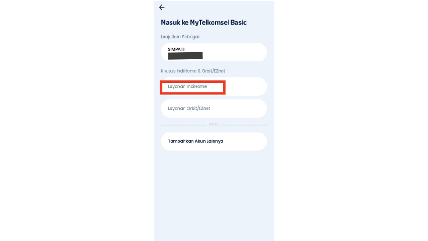Pilih Layanan IndiHome