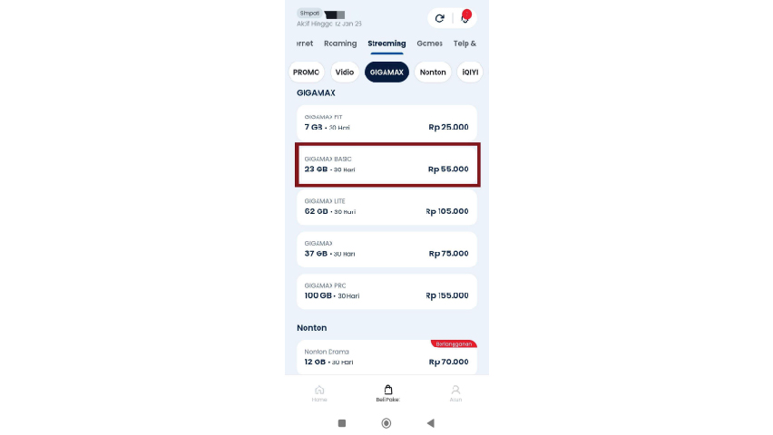 Pilih paket yang cocok dengan kebutuhan
