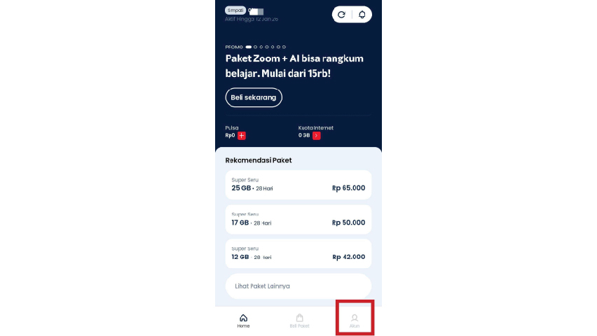 Buka aplikasi MyTelkomsel Basic