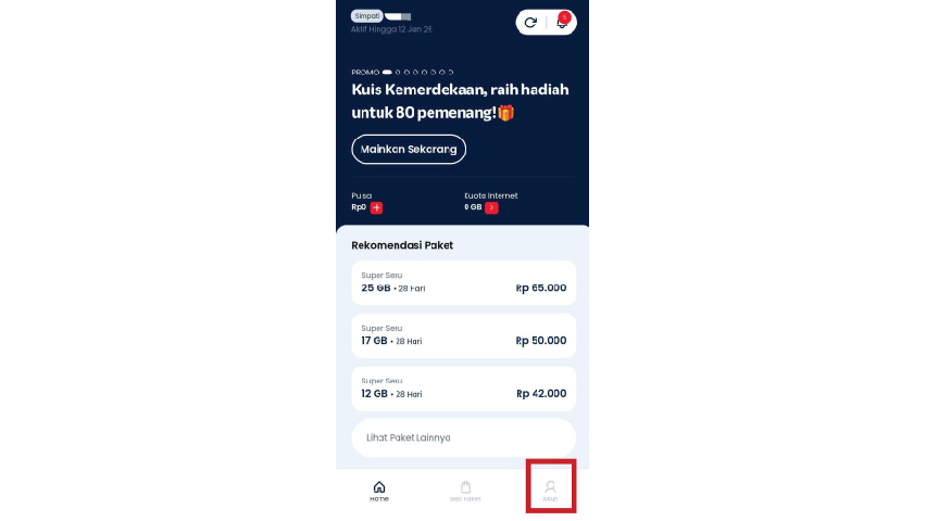 Di halaman Beranda, cari dan klik menu Akun