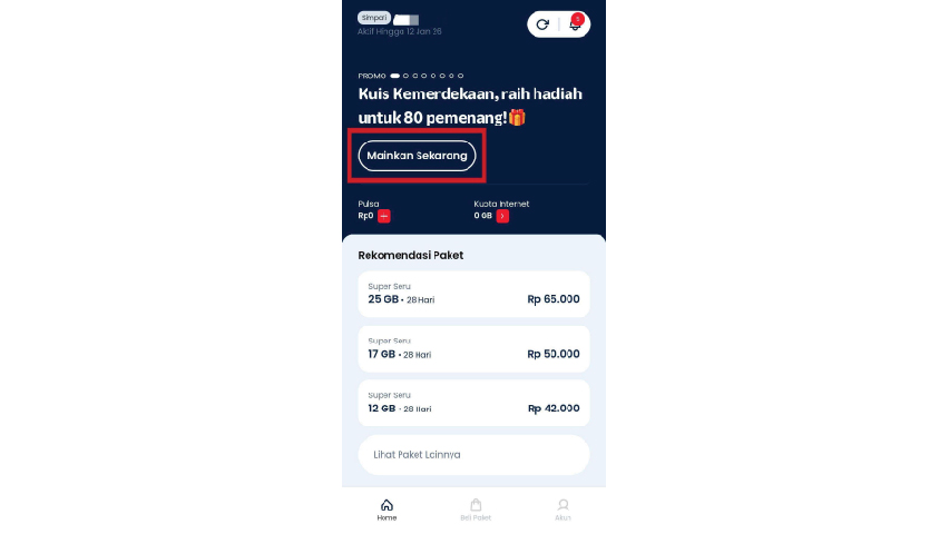 Di halaman Beranda klik tombol Mainkan Sekarang