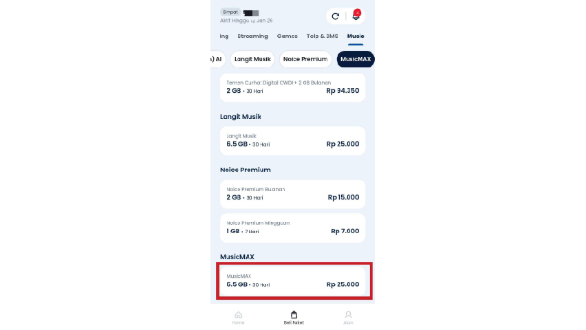 Pilih Paket MusicMAX