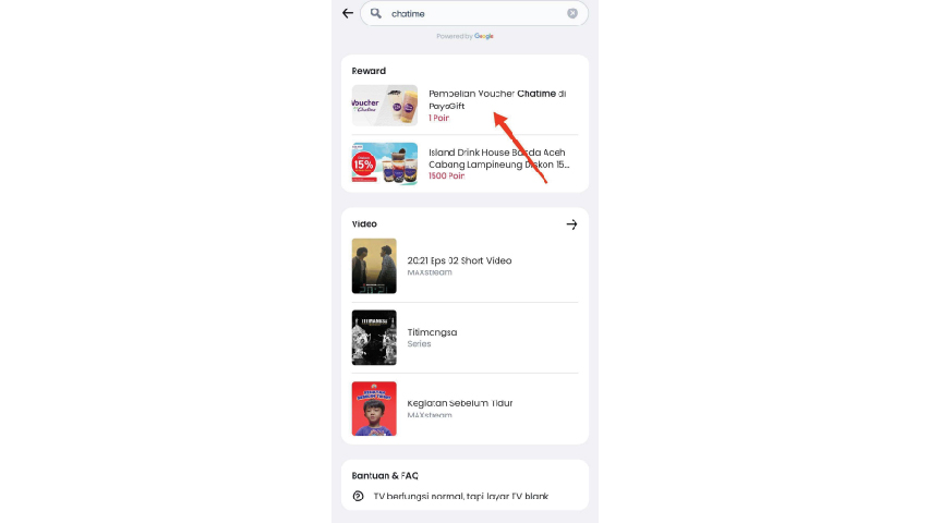 Selanjutnya ketik Chatime