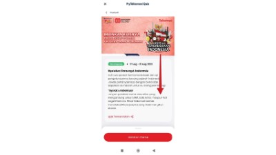 Pada halaman MyTelkomsel Quiz, scroll ke bawah hingga menemukan bagian Leaderboard
