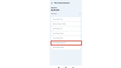 Pilih metode pembayaran dan pilih Bayar dengan ShopeePay