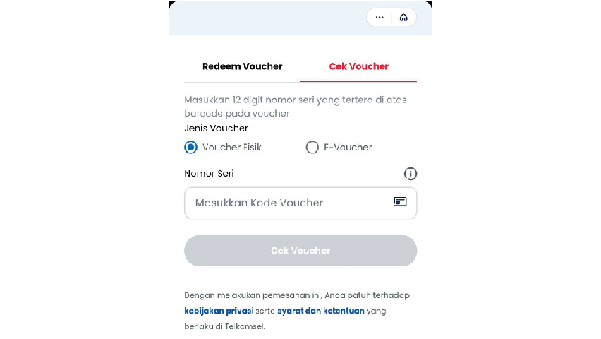 Klik bagian cek voucher