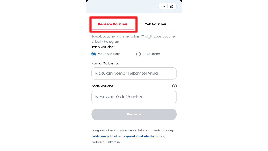 Klik bagian Redeem Voucher