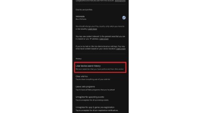Klik Clear Device History