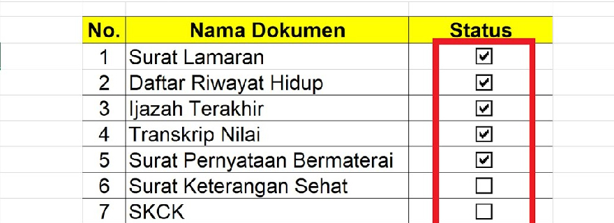 cara membuat checklist box di excel